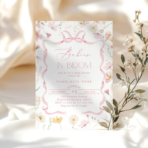 Spädbarn i Rosa Bow Twin-flickors babydusch Inbjudningar