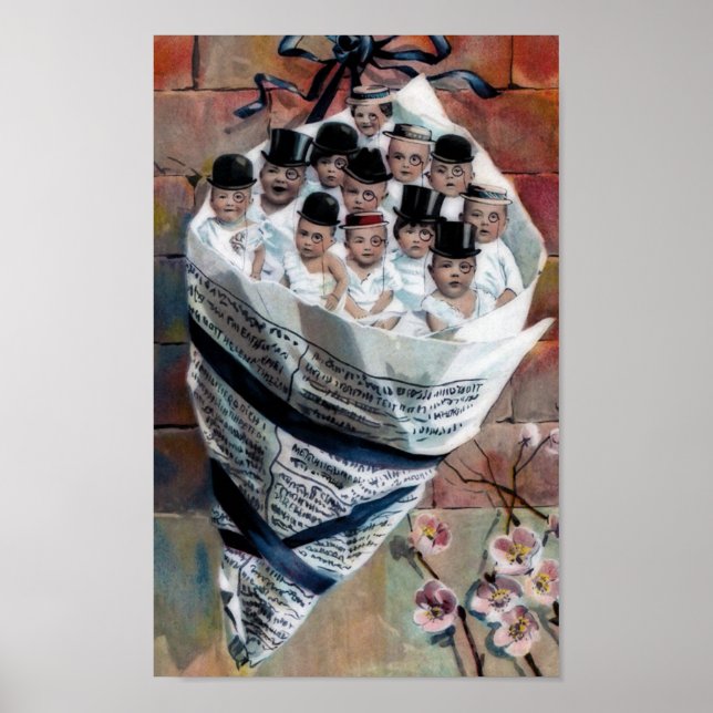 Spädbarn i tidningen poster (Framsidan)