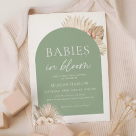 Spädbarn i Twillingar för Grönt av bloombild för b Inbjudningar