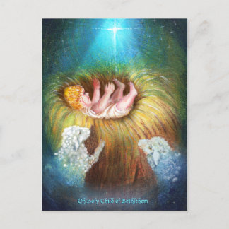 Spädbarn Jesus i en krubba Helg Vykort