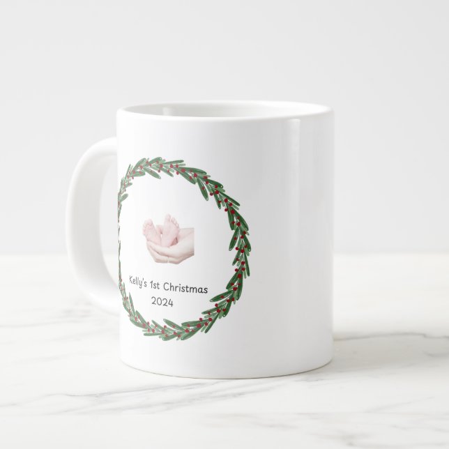 Spädbarn (Kelly's) 1:a julen Anpassade Jumbo Mugg (Framsida vänster)