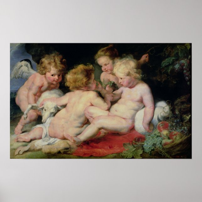 Spädbarn Kristus med John Baptist och två Poster (Framsidan)