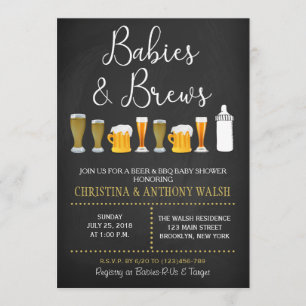 Spädbarn och Brews Baby Shower Chalk BBQ-inbjudan Inbjudningar
