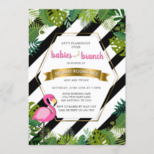 Spädbarn och Brunch Baby Brunch Flamingo Baby Show Inbjudningar