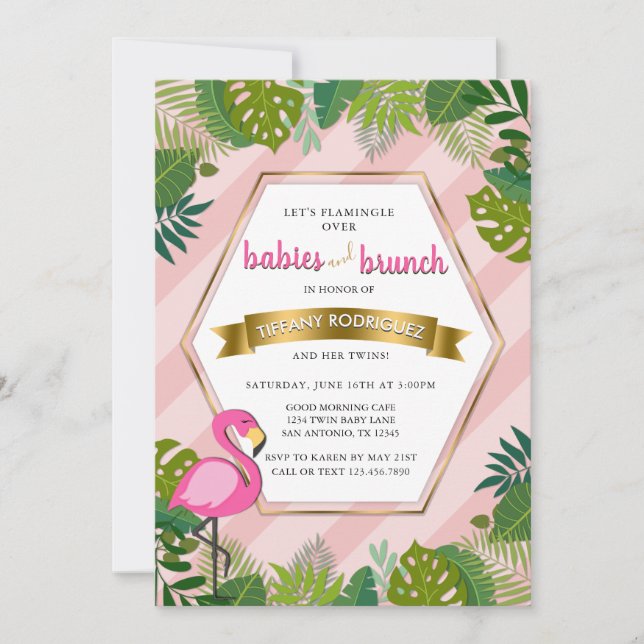 Spädbarn och Brunch Baby Brunch Flamingo Baby Show Inbjudningar (Framsida)