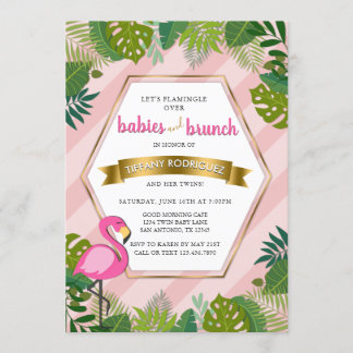 Spädbarn och Brunch Baby Brunch Flamingo Baby Show Inbjudningar