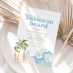 Spädbarn på Surfan Beach Twin Baby Shower Inbjudningar
