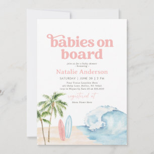 Spädbarn på Surfan Twin Baby Shower-inbjudan för Inbjudningar