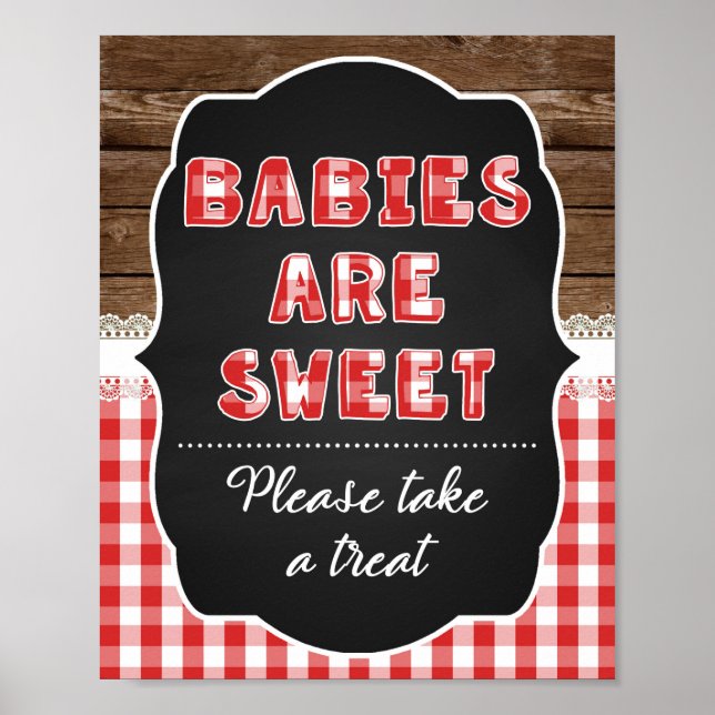 Spädbarn R Sweet Favor Sign - Red Baby Q Poster (Framsidan)