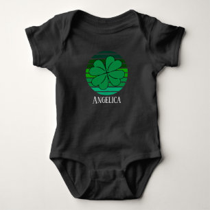 Spädbarn Retro St. Patrick-dagen Namn 4 Löv Klöver T Shirt