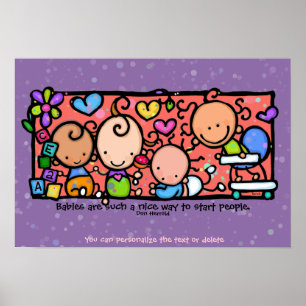 Spädbarn Småbarn Spädbarn Sötningar. 9 x 13 lila Poster