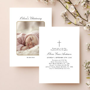 Spädbarn, svart och vitt foto Kön Neutral Baptism Inbjudningar