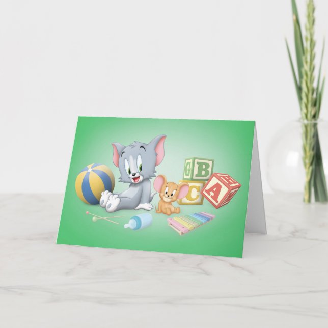 Spädbarn Tom och Jerry som leker med Leksaker Kort (Framsida)