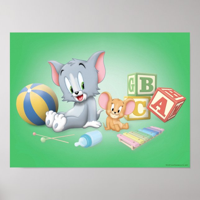 Spädbarn Tom och Jerry som leker med Leksaker Poster (Framsidan)