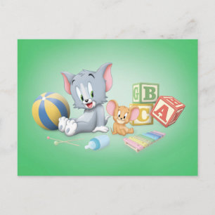 Spädbarn Tom och Jerry spelar med Leksaker Inbjudan Vykort