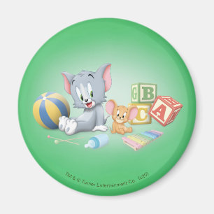 Spädbarn Tom och Jerry spelar med Leksaker Magnet