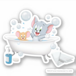 Spädbarn Tom och Jerry tar en bath Klistermärken