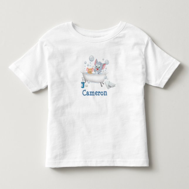 Spädbarn Tom och Jerry tar en bath T Shirt (Framsida)