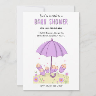 Spädbarn under paraplyet - Charming Baby Shower Inbjudningar