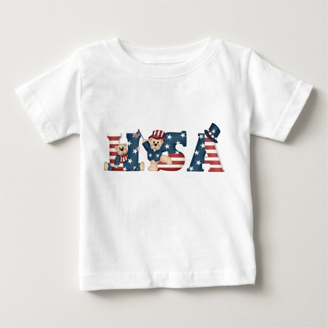 Spädbarnens amerikanska Nallar T-Shirt (Framsida)