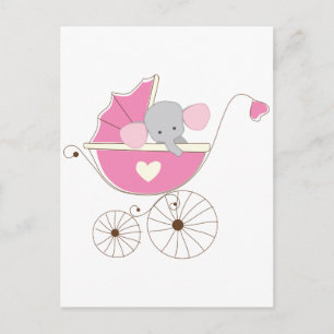 Spädbarnsbarn Flicka Rosa Elephant Vykort