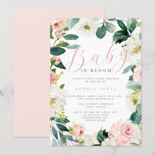 Spädbarnsflicka med blomsterkrans Baby i blom Baby Inbjudningar