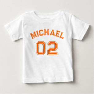 Spädbarnsflicka Orange Namn Jersey Number Sports T Shirt
