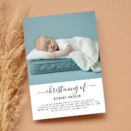Spädbarnsfoto Baptism Pojke eller Girl Christening Inbjudningar