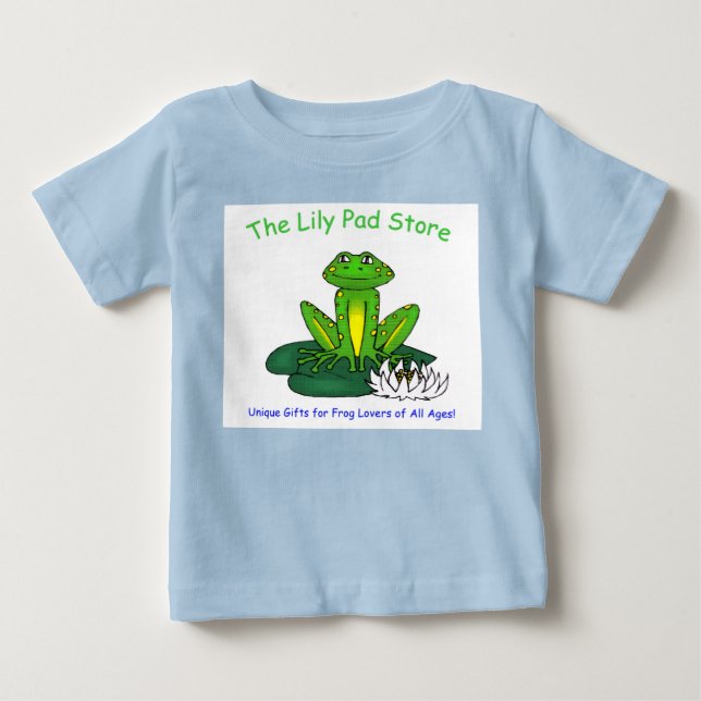 Spädbarnsfrogga på en näckrosblad Vit på blå t-shi T Shirt (Framsida)