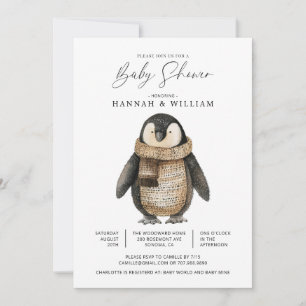 Spädbarnshämmare av typen Cute Knitten Penguin Inbjudningar