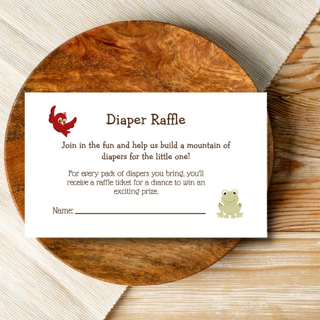 Spädbarnshuggare, daggregat tilläggskort (Woodland baby shower enclosure card diaper raffle)