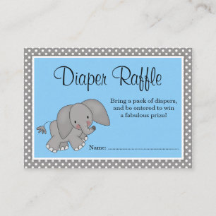 Spädbarnshuggare i Cute Blue Elephant Raffle Tilläggskort