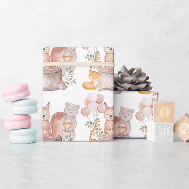 Spädbarnshusare för grå träskog presentpapper (Baby Shower)