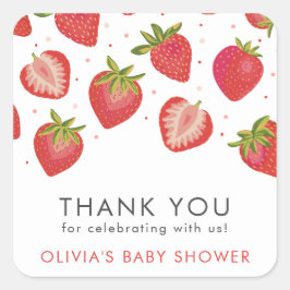 Spädbarnshuset för jordgubbsflickor Tack Fyrkantigt Klistermärke