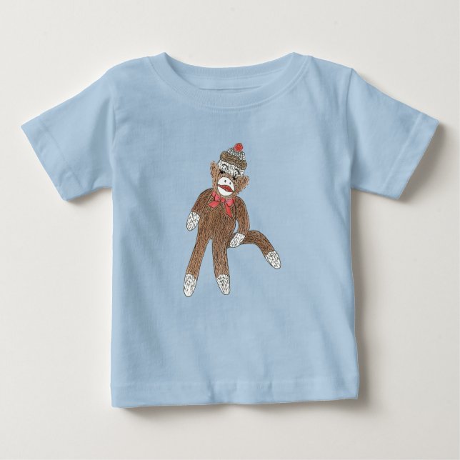 Spädbarnskötare i sock monkey t shirt (Framsida)
