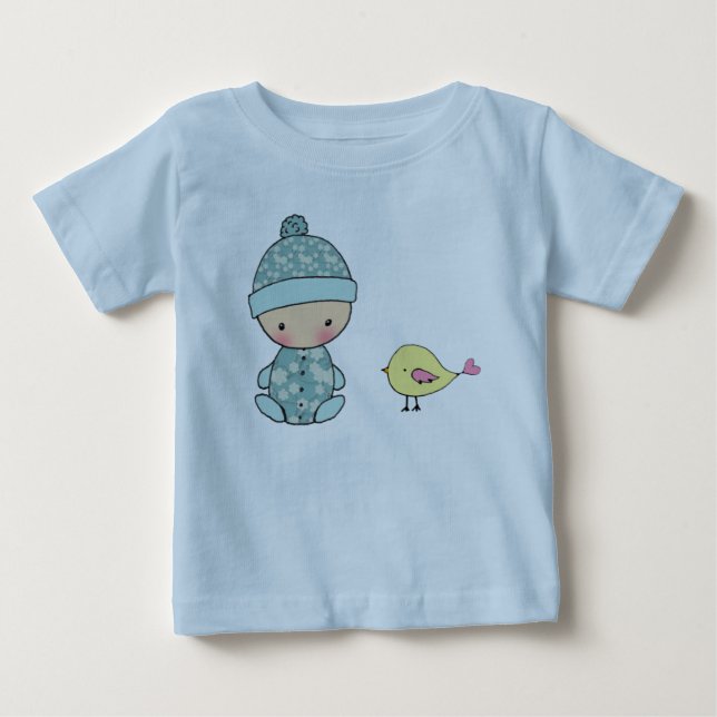 Spädbarnskrypare med bebis och gul fågel tee (Framsida)