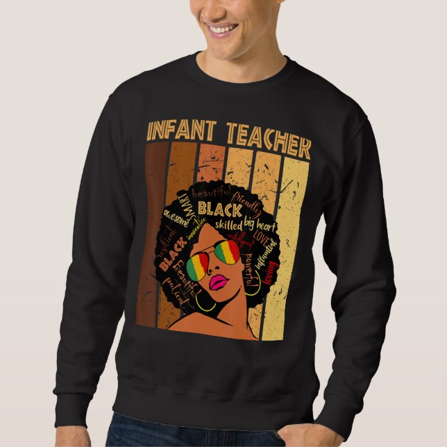Spädbarnslärare Afro African American Black Histor Lång Ärmad Tröja (Framsida)