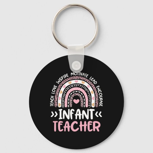 Spädbarnslärare Cute Tie Dye Rainbow Heart Daycare Nyckelring (Framsida)