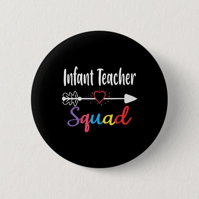 Spädbarnslärare Squad Roligt Back to school Teache Knapp (Framsida)