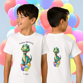 Spädd dinosaurie med massor av färgballong t shirt