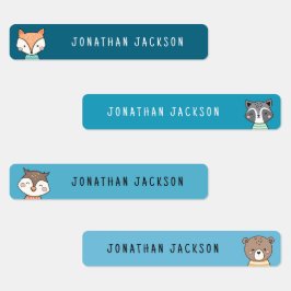 Spädda skogsdjur, blå ungar namn klistermärke