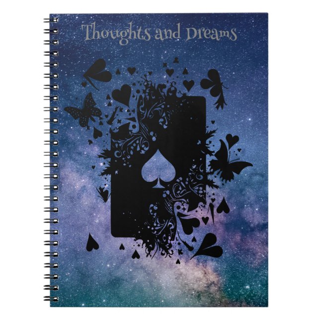 Spade Butterfly Thoughts och Dreams Journal Anteckningsbok (Framsidan)