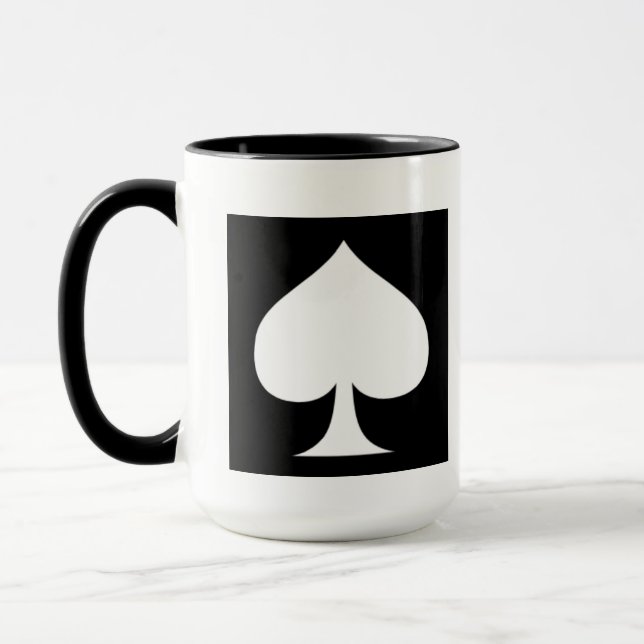 Spade Design-svart och vit  Mugg (Vänster)