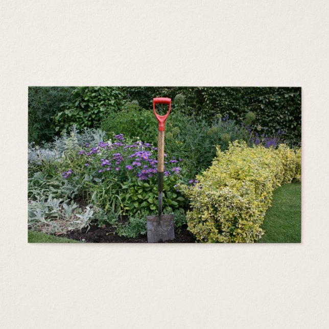 Spade i rabatt visitkort (Framsidan)