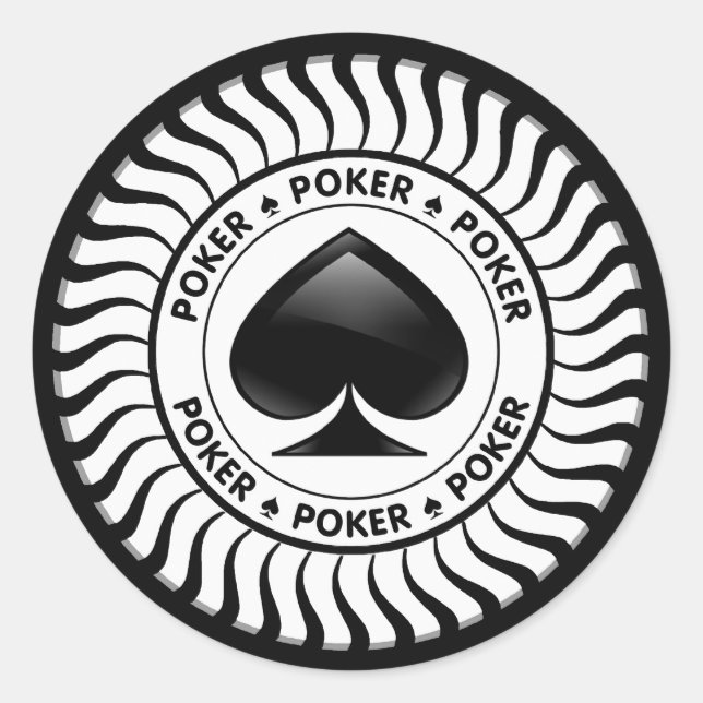Spade Poker Chip Runt Klistermärke (Framsida)