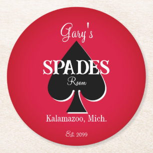 Spader Card-spelrum runt Pappra Underlägg Papper Rund