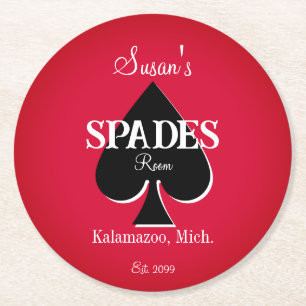 Spader Card-spelrum runt Pappra Underlägg Papper Rund