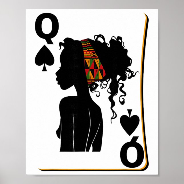 Spader Dam Kort Afro Amerikansk Svart Historik Mån Poster (Framsidan)