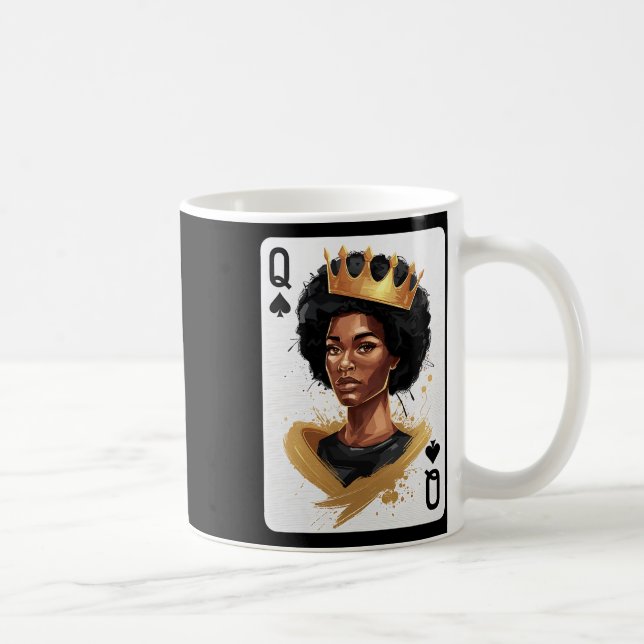 Spader Dam Poker Kort Afroamerikansk Svart Histor Kaffemugg (Höger)