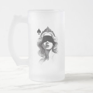 Spader Dam (stil 2) Fin konst ritning Frostat Ölglas